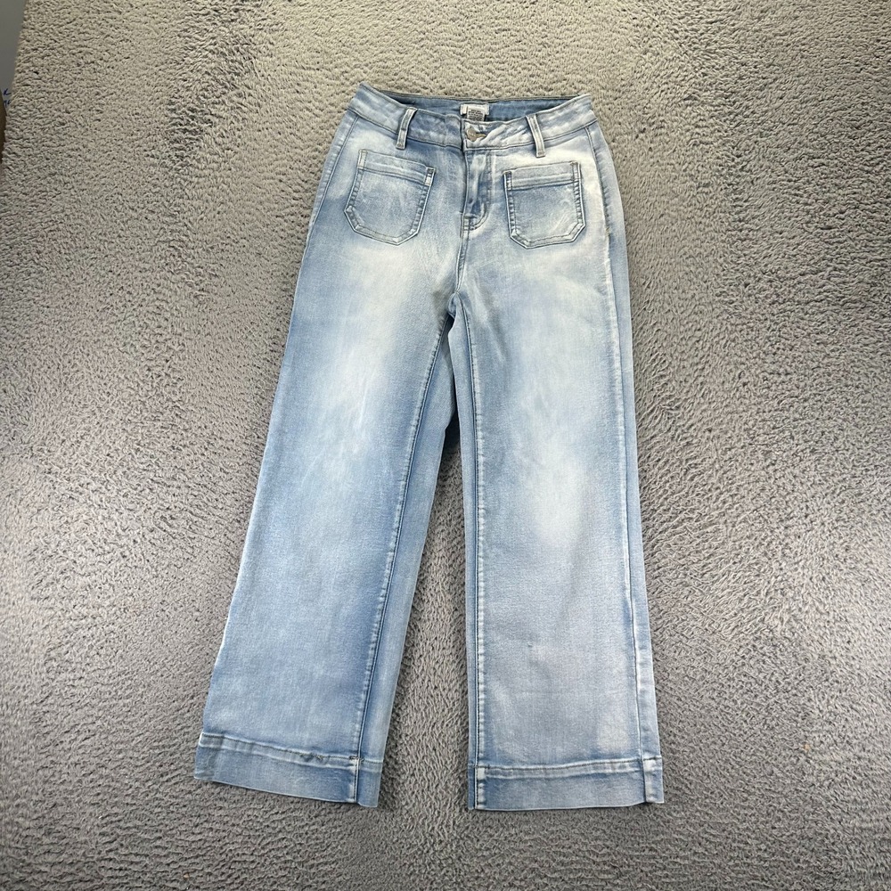 Bleu Jeans Womens 6P Blue Cotton Denim Straight Faded Workwear Baggy Stretch